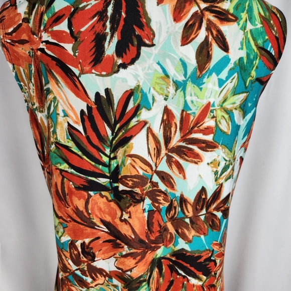 db 1962 NWOT Multicolored Floral Print Zipper Neck Sleeveless Dress Size Medium - Picture 7 of 11